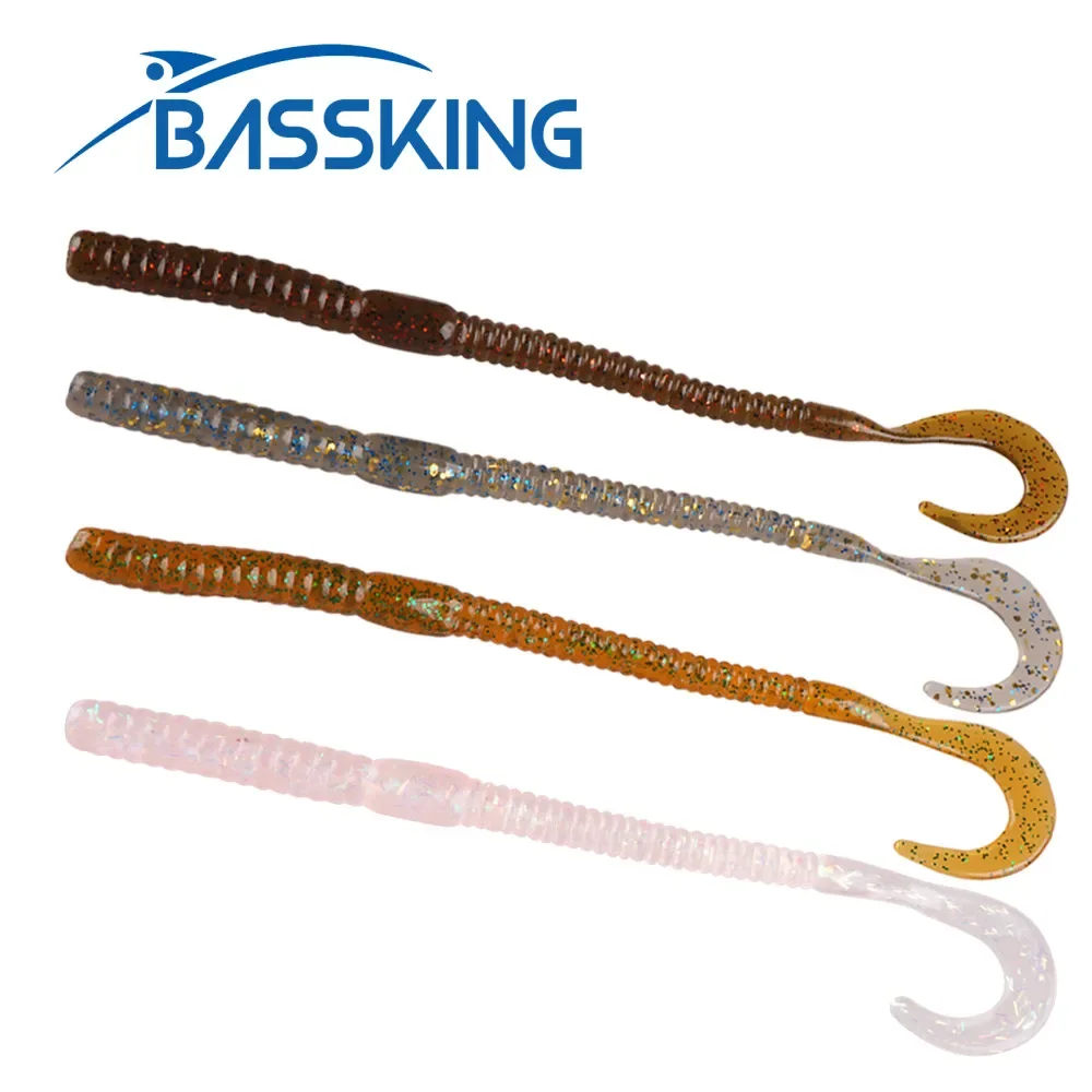 BASSKING Lure Slim Worm 140mm 3.6g 5pcs Soft Baits Fishing Grub Artificial Silicone Bait Swimbait PVA Fish Smell Add Salts