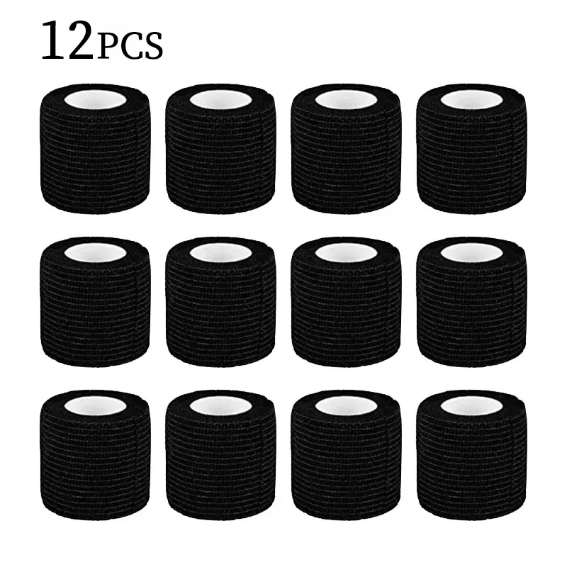 

12/Pcs 5cm*4.5m Tattoo Bandage POSEIDON Disposable Waterproof Self-adhesive Elastic Bandage Black Assembled Tattoo Bandage