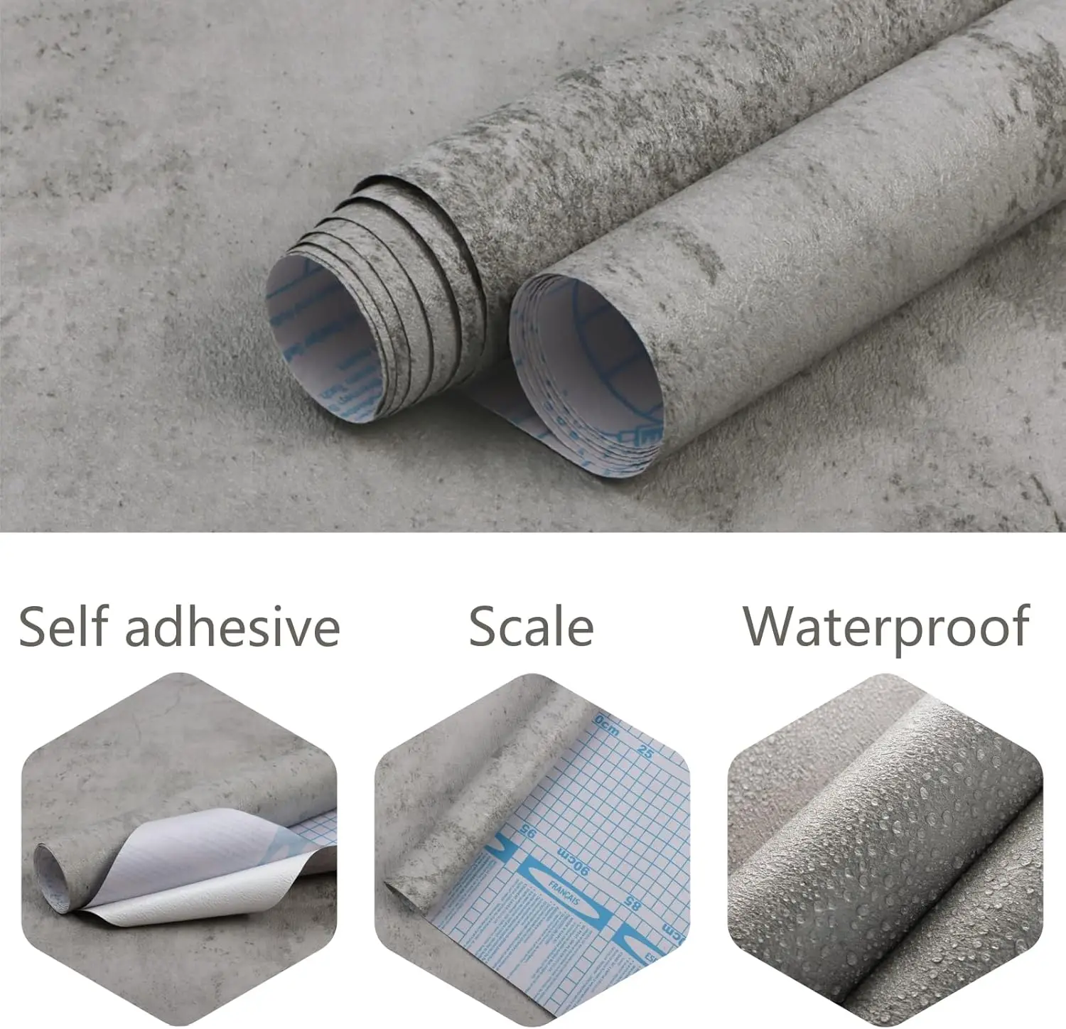 الصناعية الاسمنت الرمادي متجر الملابس غرفة المعيشة ديكور ورق اتصال الفينيل ذاتية اللصق خلفية مقاومة للمياه ملصقات الحائط #5