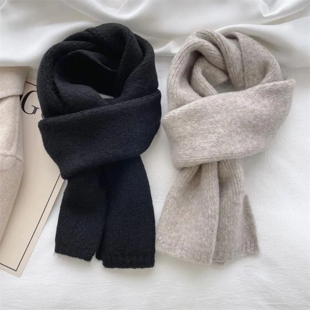 

Neckerchief Wrap Solid Color Knit Scarf Windproof Thicken Neck Scarf Warm Tube Women Men