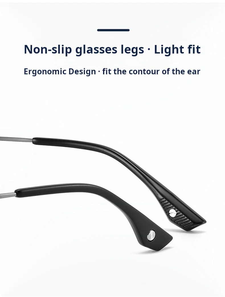 YIMARUILI Hochwertige Herren-Halbrahmen-Brille aus reinem Titan, ultraleicht, Business-Brille mit optischem Sehstärke, Rahmen 18231 – Detail 7