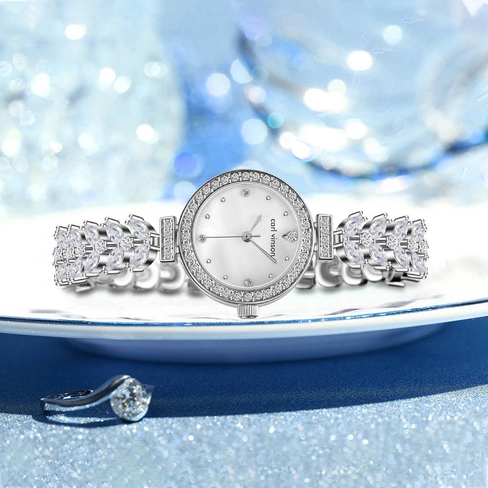

Carl Vinson 5126 Brand Women's Quartz Watch Dreamy Fish Tail Sparkling Diamond Bracelet Fashionable Dating Watches for Woman