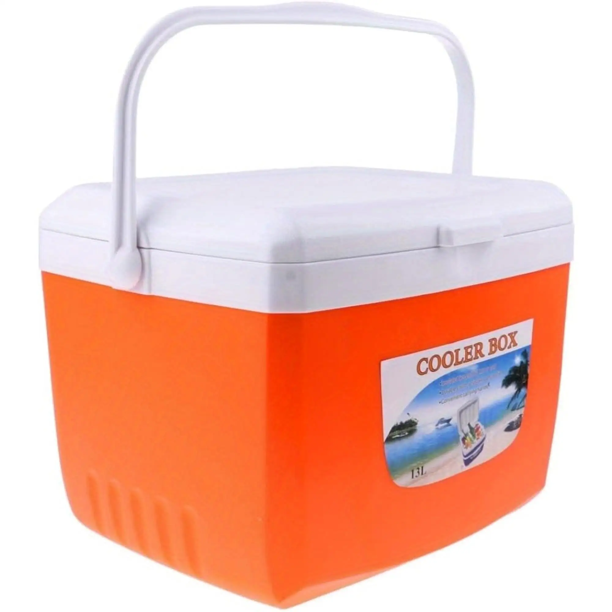 

13L Portable Insulated Picnic Box - Fresh Keeping Outdoor Cooler for Barbecue & Camping - Orange