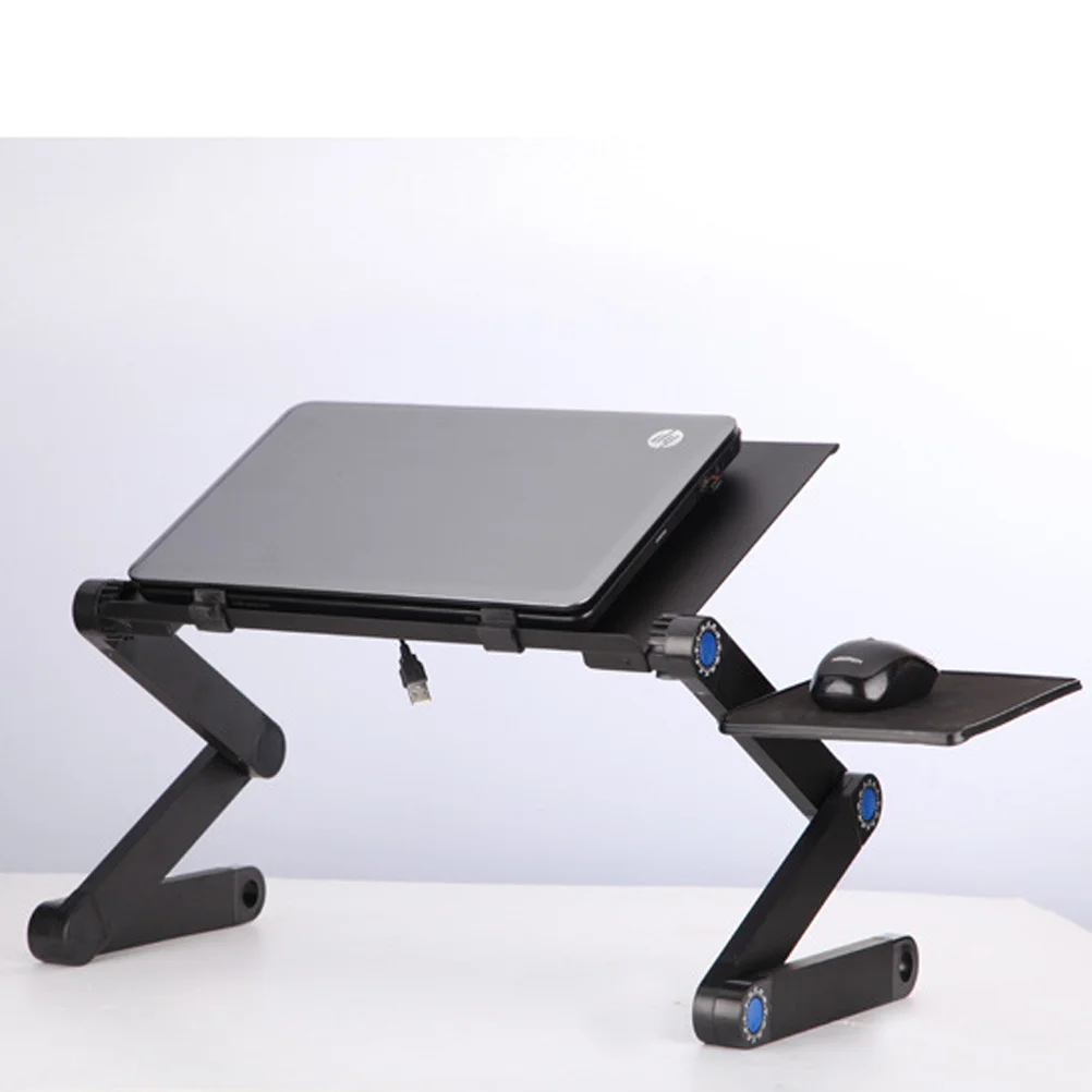 Adjustable Laptop Stand Portable Folding Computer Desk with Side Mount Mouse Pad (Black) folding table for laptop