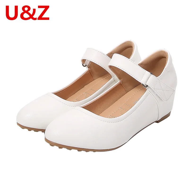 

Nurse shoes Soft nappa Leather white/black wedges small pumps comfy women shoes for students Office shoes 4cm Spring Autunm