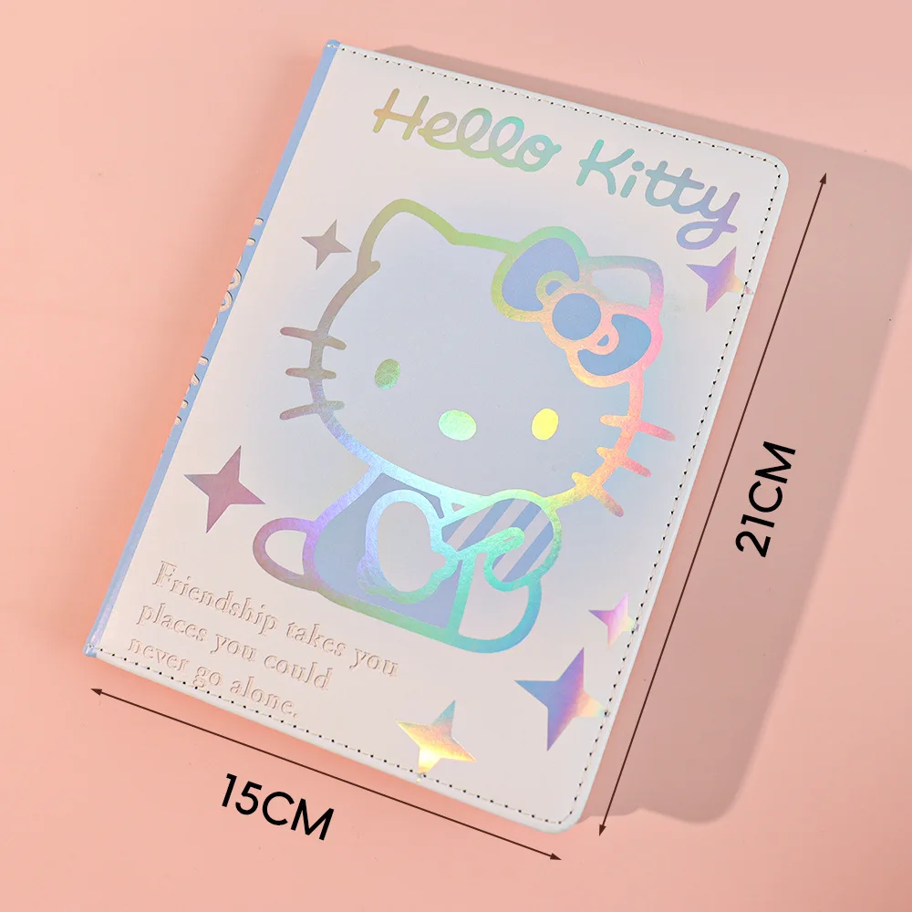 A5 Cute KT Laser Color Page Notebook Diary Student Full Color Memo Pad High Appearance Leather Cover Journal for Study