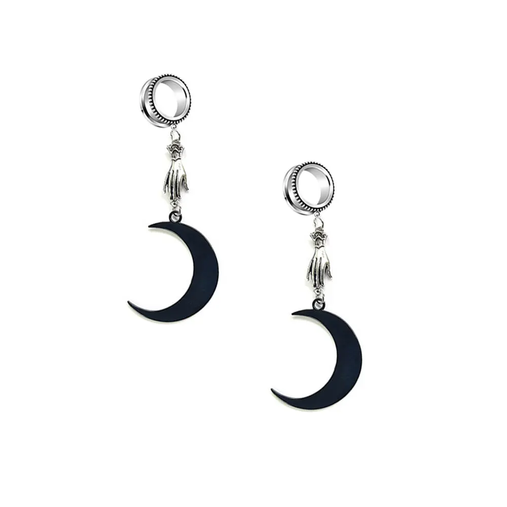 

Guemcal 1 Pair Stianless Steel Moon Earrings Ar Stretcher Plugs Ear Expanders 6-30mm Fashion Jewelry Piercing