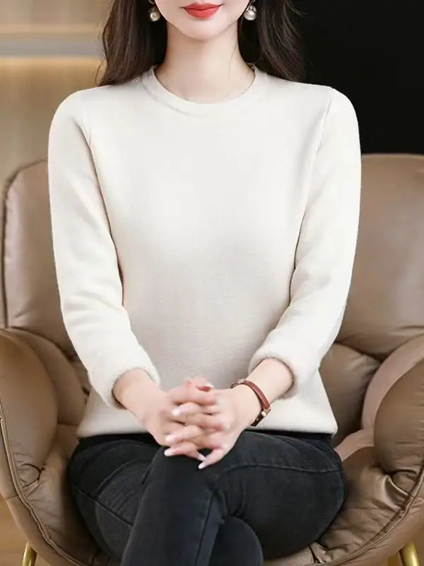 Maglione lavorato a maglia con fodera rotonda Ne Fce da donna Autunno Inverno Strato base caldo irt Abbigliamento interno Comodo top casual