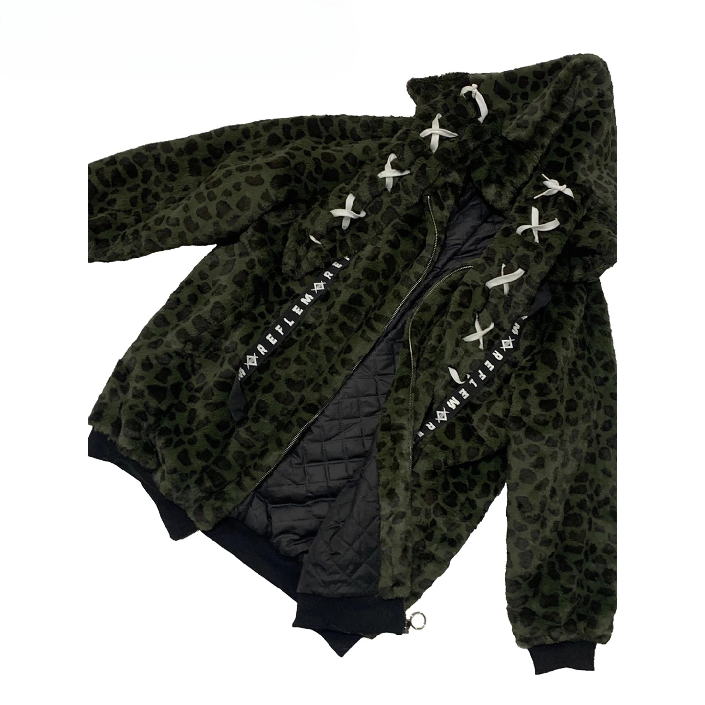 سترة هاراجوكو اليابانية الأنيقة الرائعة من الفرو الصناعي الأخضر لخريف وشتاء جديد للنساء معطف فضفاض دافئ من القطيفة بقلنسوة جمالية #4