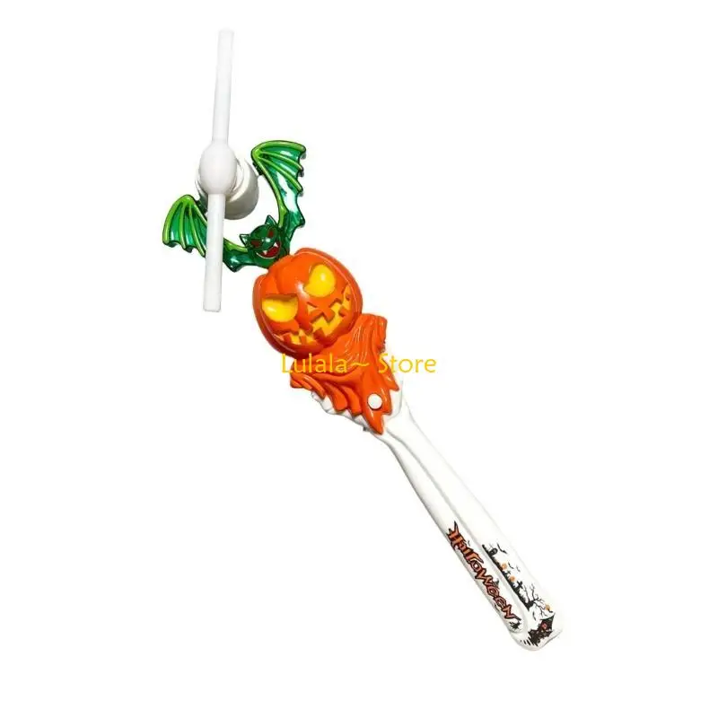 Y4QA Halloween Led Pumpkin Windmill Wand Light met geluid Kids Party Props Halloween Led Light Up Wand