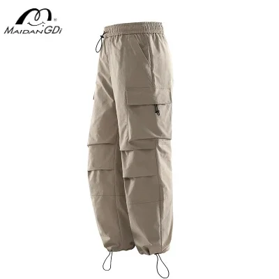 

MAIDANGDI Work Pants Men's Loose Wide Leg Paratrooper Assault Pants Sports Casual Pants Straight Tube Drawstring