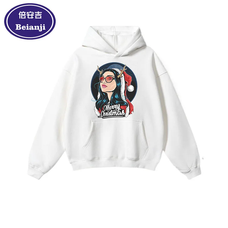 Beianji Christmas men's hoodie casual long sleeve thick pullover men's and women's Christmas beauty cartoon 3D printed pullover