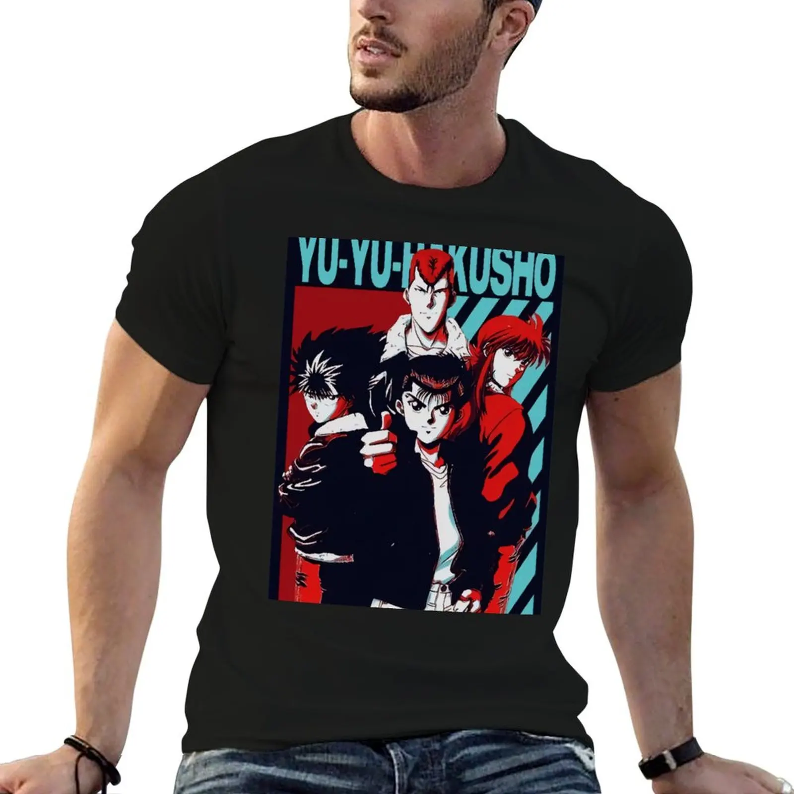 Anime Hakusho Poster T-Shirt hippie clothes street wear customizeds t shirt for men