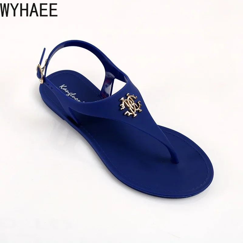 2023 New Summer Women's Sandals Fashion Open Toe Jelly Flip Flops Non-slip Buckle Flat Sandals All-match Women's Sandals