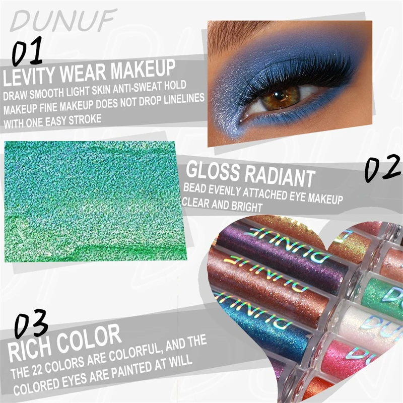 24 Colors Pearlescent Liquid Eyeshadow Glitter Highlighter Chameleon Eye Shadow High Shine Long-Lasting Smudged-Proof Eye Makeup