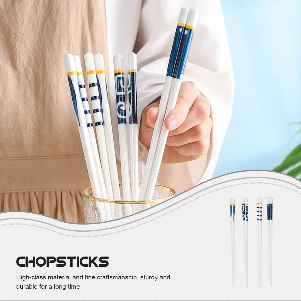 

4Pairs Japanese Bone China Chopsticks Premium Ceramic Material Sturdy Lightweight Wear-Resistant for Home Dining Household Use