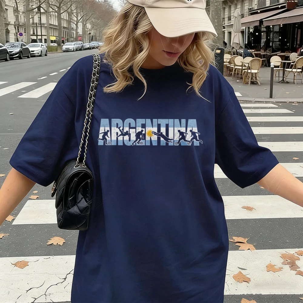 Argentine Soccer Fashion Casual Cotton Shirt Argentina Patriotic World Football Fan Tee Soccer Lover Gift Men Graphic Streetwear