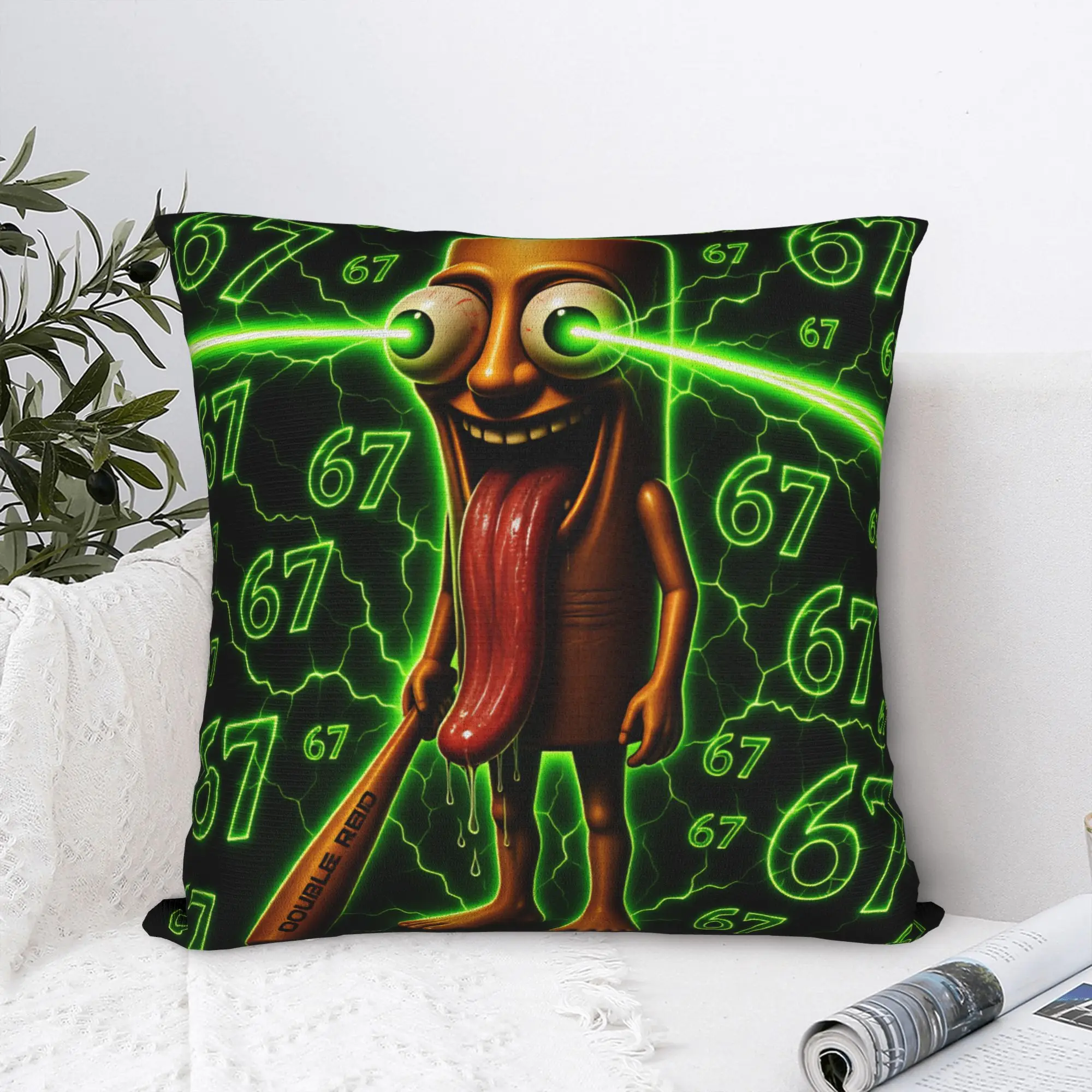 67 Meme Laser Eyes Funny Tung Sahur Pillow Case  Soft Pillow Cover For Office Car Home Decor Fashion Pillowcases