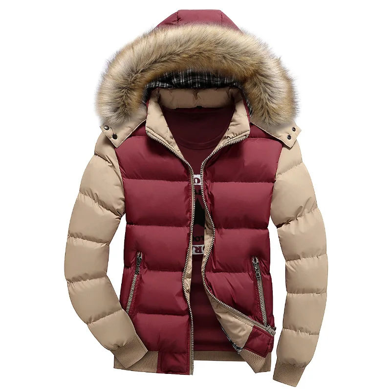 Men's New Autumn and Winter Padded Jacket Youth Casual Fashion Trend Thick Cotton  Removable Cap