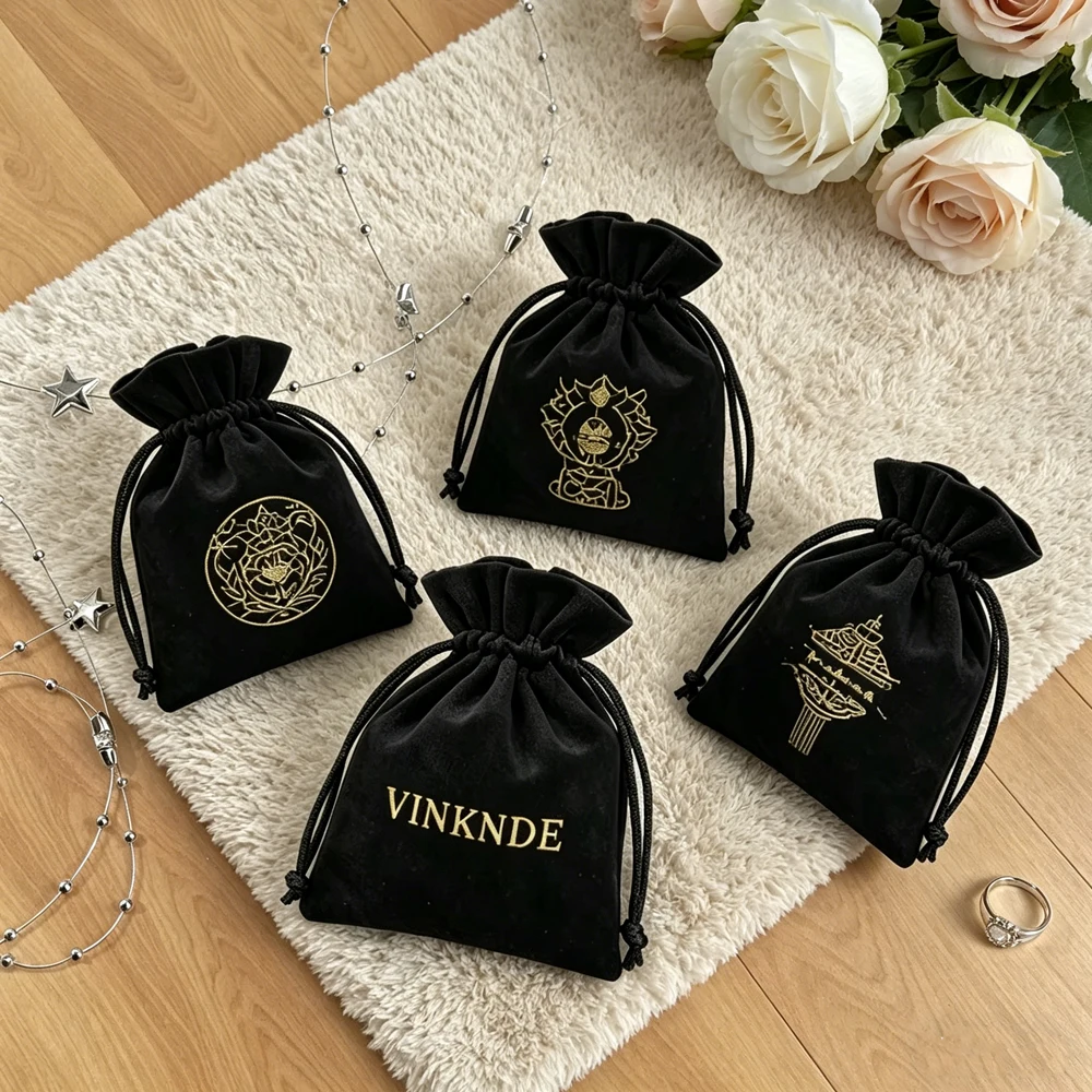 

Custom Velvet Jewelry Drawstring Bags Multi-size Packaging Sachet for Candy Storage Display Festival Gift Pouch Personalized
