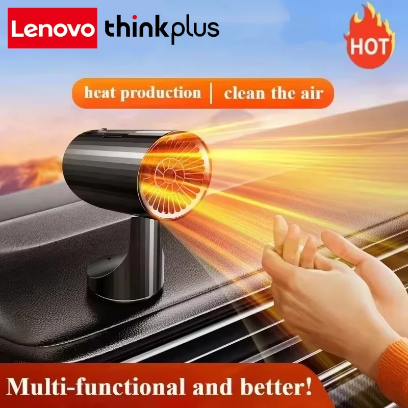 Lenovo ThinkPlus 24V/12V Car Heater Heating Fan Window Windshield Defrost Defogger Car Plug-in Heater Fan 360° Rotatable Fan
