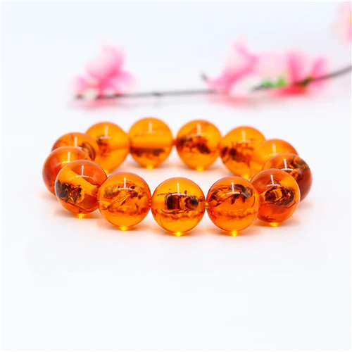 Yellow Amber Bee Bead Bracelet Bangle Charm Jewellery Lucky Amulet Gifts for Women Men