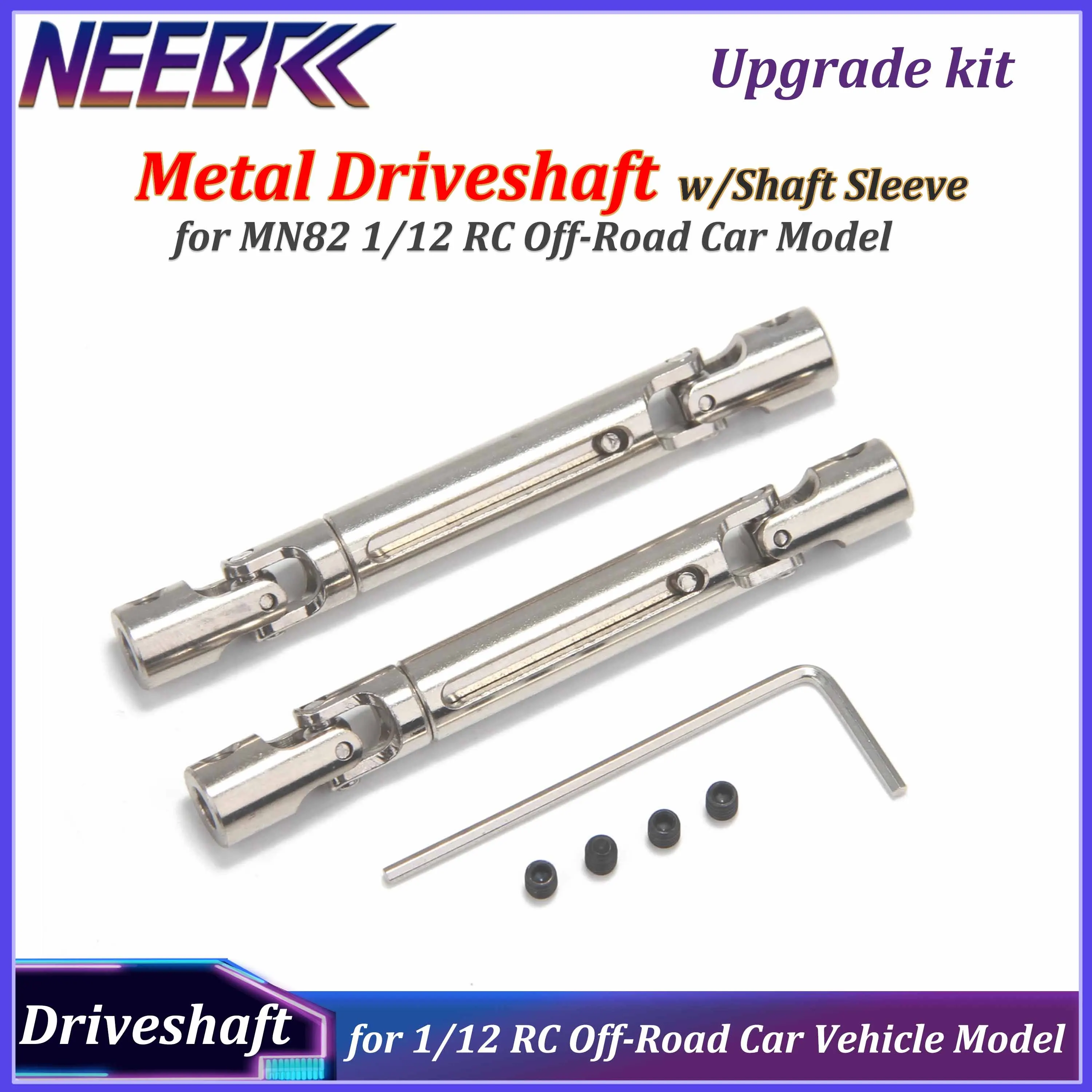 NEEBRC Metall-Antriebswelle mit Wellenhülse für MN82 1/12 RC Offroad-Auto Fahrzeugmodell Antriebswelle Upgrade-Zubehör