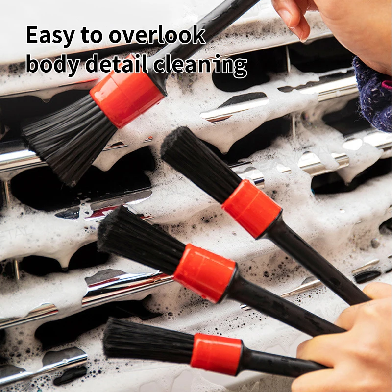 SEAMETAL 13pcs Car Cleaning Brush Set Multifunctional Brush Set Car Detail Cleaning Gloves with Towel Sponge Car Care Tools - Image 6