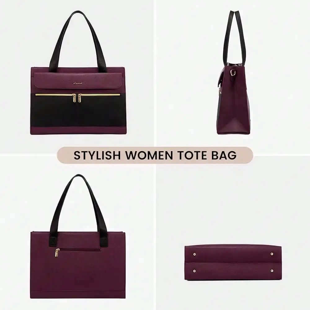

Laptop Bag For Women 15.6 Inch Tote Work Professional Leather Computer Briefcase Waterproof Handbag Shoulder Large Capa