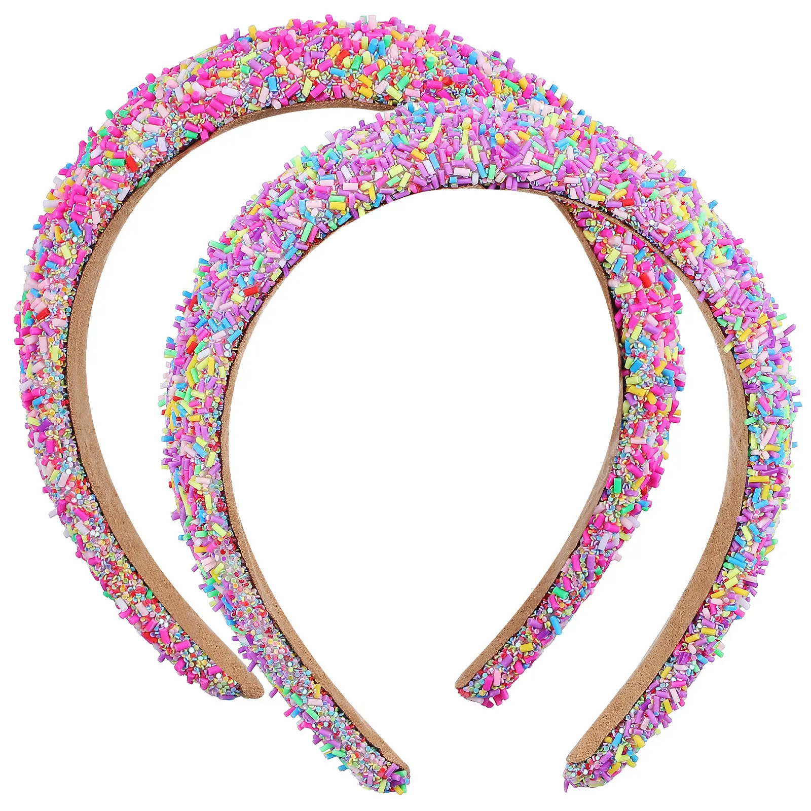 

2Pcs Wide Padded Headband for Women Fashionable Soft Comfortable Headbands Non-Slip Sparkly Hair Accessory Trendy Colorful