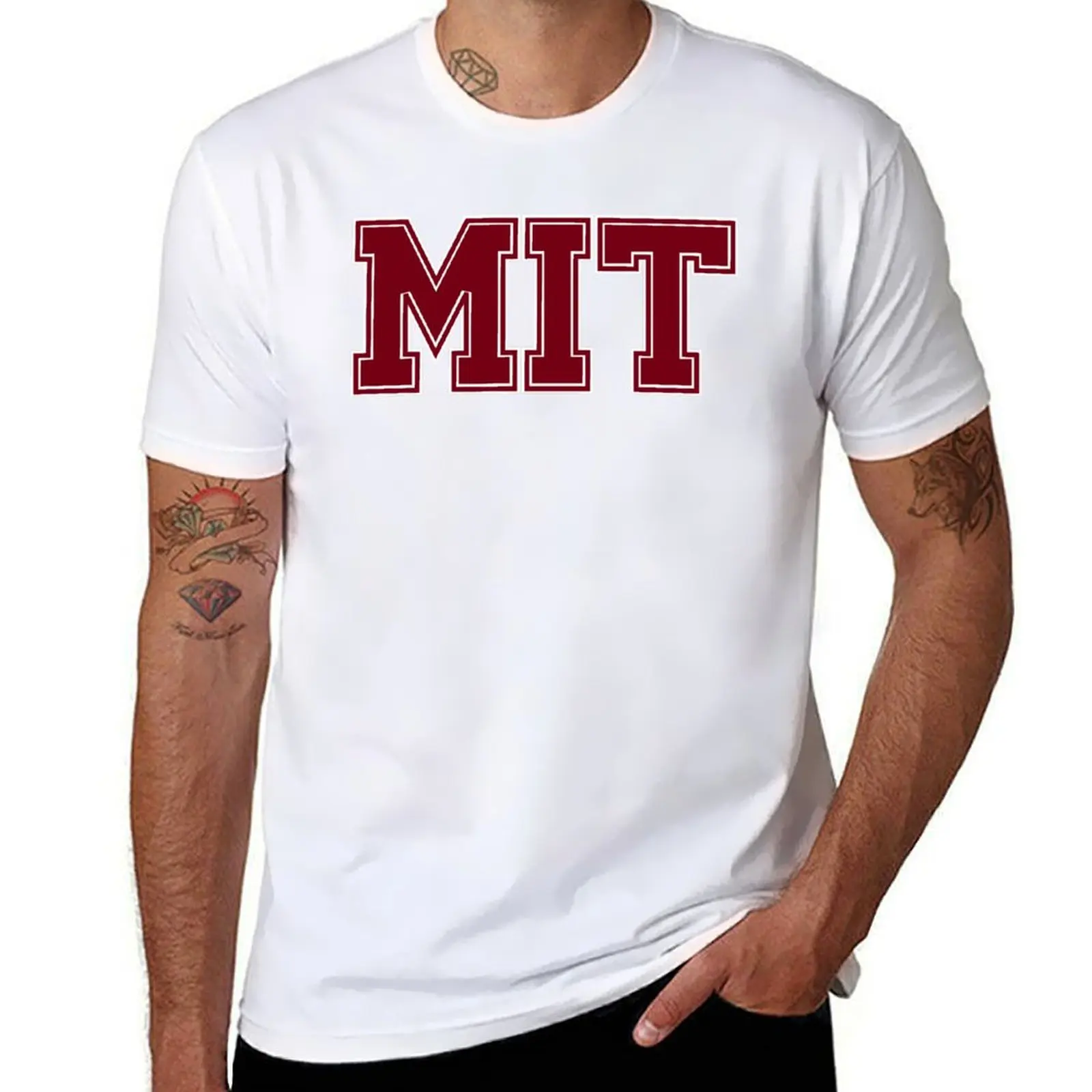 MIT University Classic Design Wht T-Shirt t shirts for man cotton soft cotton t shirts man 100% anime tshirt T-shirt