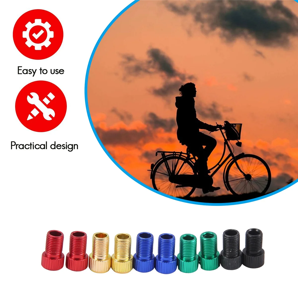 Altamente recomendado 10 unidades Presta para adaptador de válvula Schrader tubo de pneu de bicicleta multicolorido