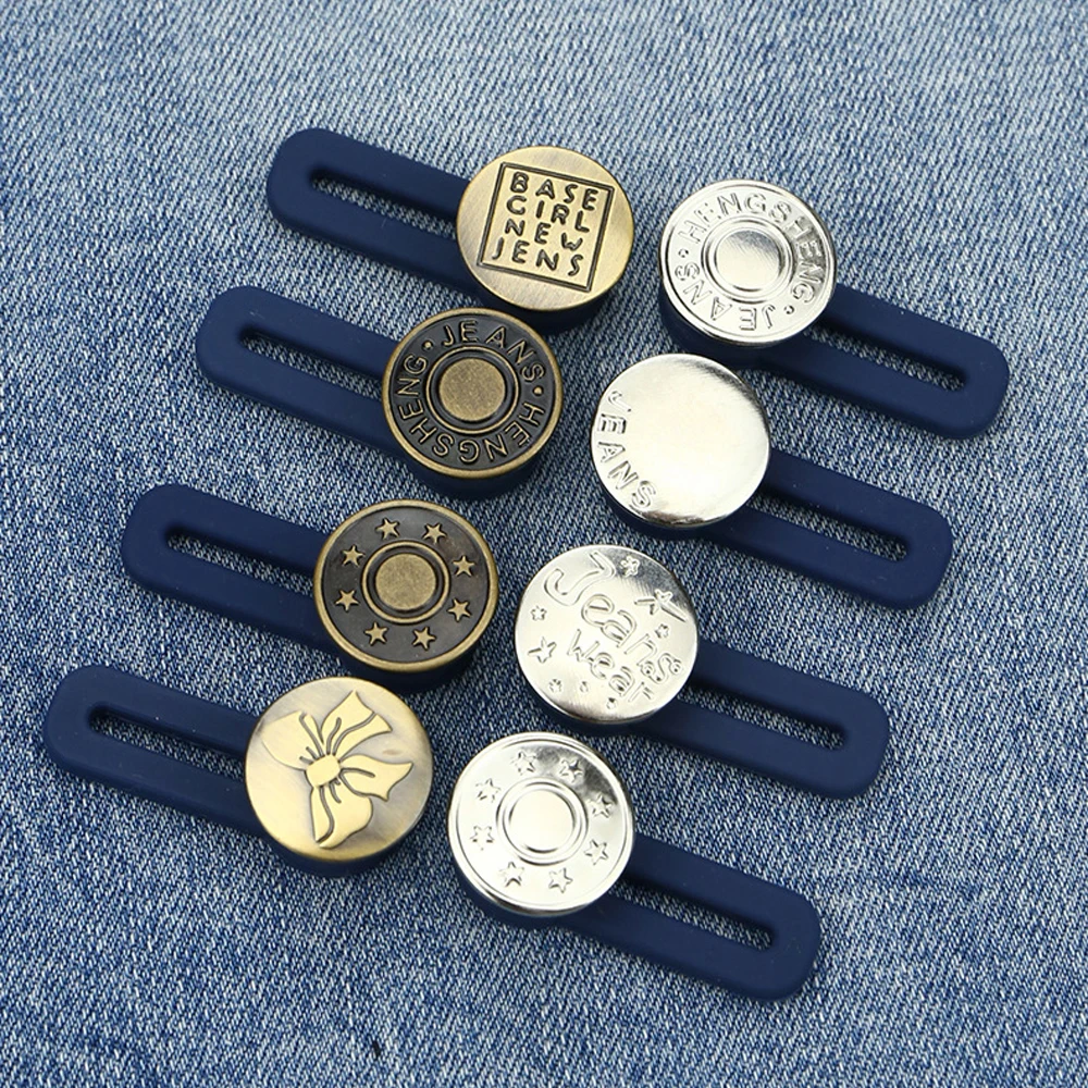 1PC Metal Bow Letter Elastic Star Waist Fastener Jeans Extended Button Retractable Buckle Buttons Waistline Increase