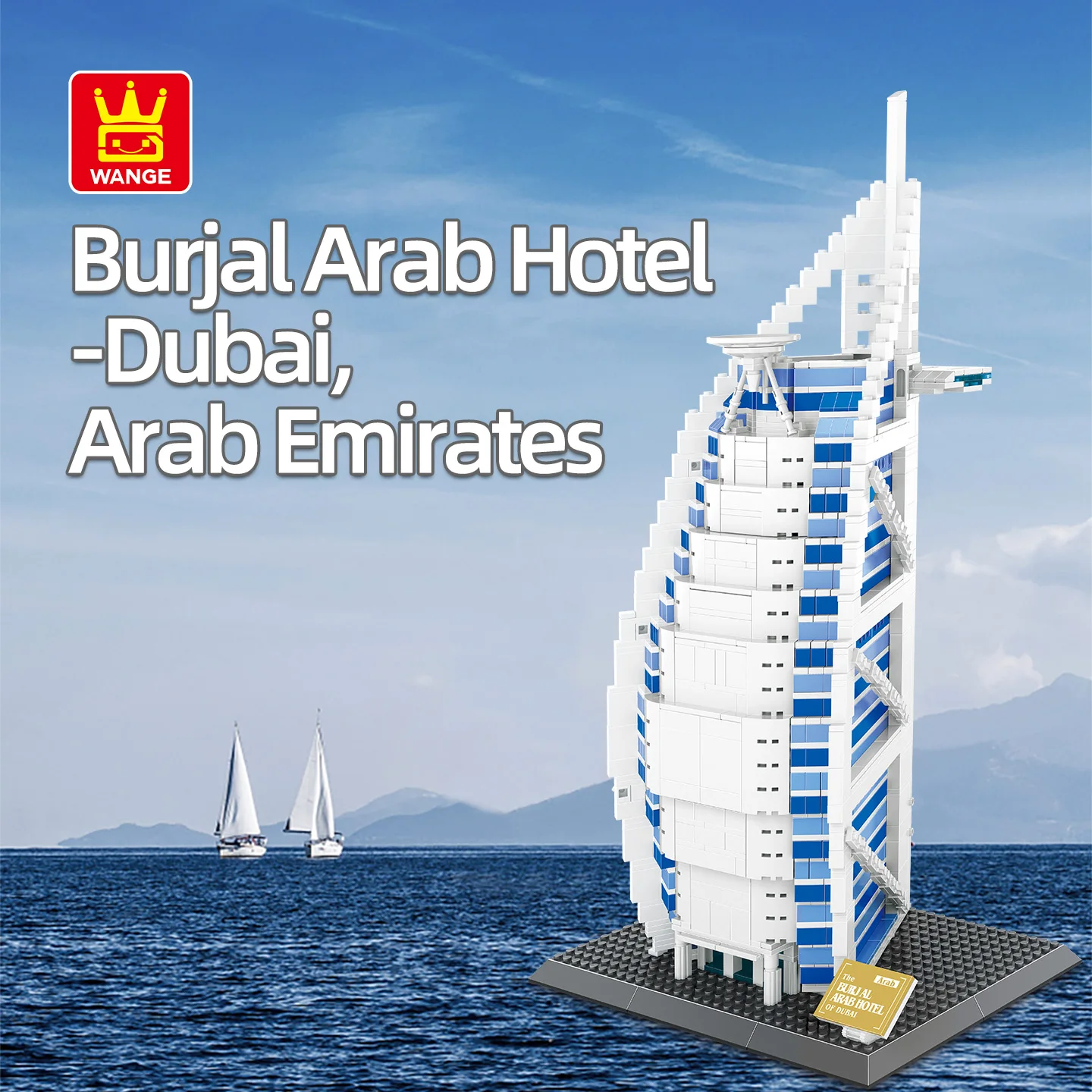 Wange 5220 Burj Al Arab Sailing Hotel Dubai UAE Building Blocks 1306PCS World Famous Landmark Model Holiday Gift Home Interior D