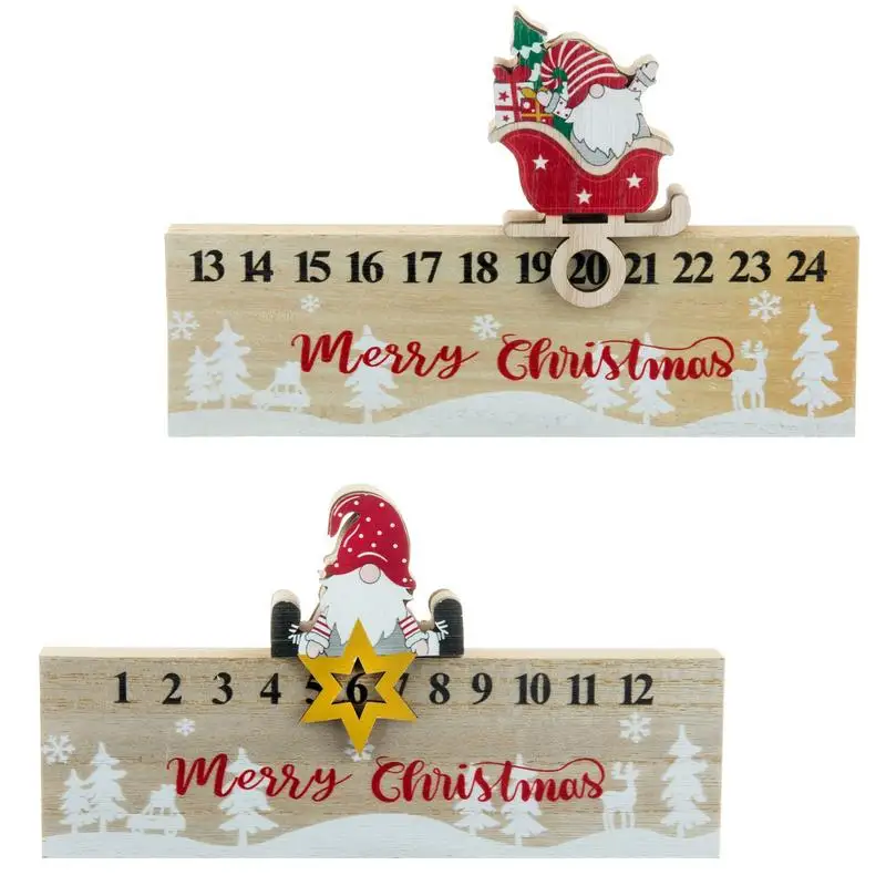 Christmas Advent Calendar 2023 Number Wooden Blocks Ornaments 24 Days Countdown Calendar Centerpieces Decoration For Home Office