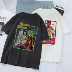 女性用satanist hellullzang Tシャツ、grim Evilシリーズ、aliens女性用グリムレパー、ヴィンテージトップス、ハロウィーンストリートウェアTシャツ