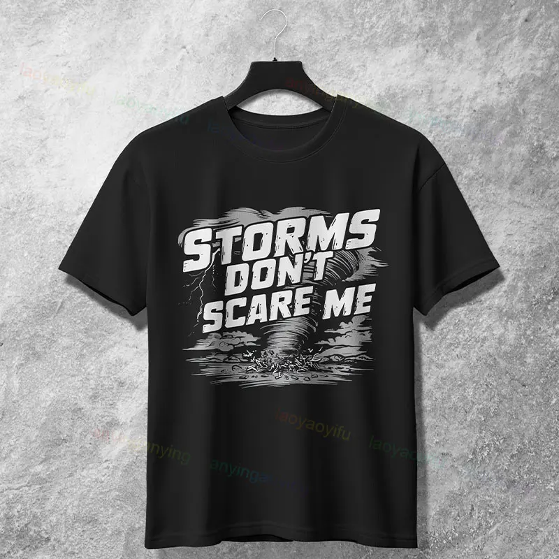 مضحك العاصفة المطارد المتطرفة الأرصاد الجوية تورنادو الفكاهة نمط الجرافيك تي شيرت القطن الخالص قصيرة الأكمام ملابس الشارع الشهير #4