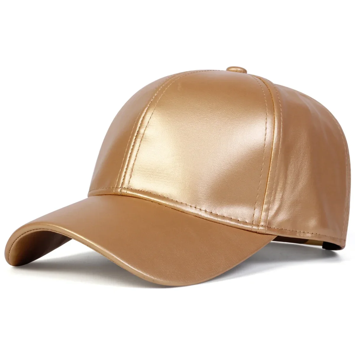 Unisex Light Panel Solid Color PU Leather Baseball Caps Outdoor Adjustable Spring and Autumn Casual Sunscreen Hat