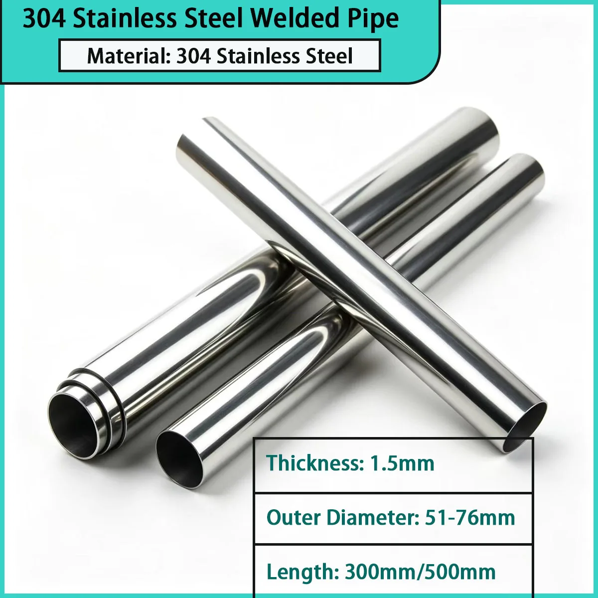 Outer diameter: 51-76mm 304 stainless steel welded pipe used for water supply and drainage, chemical pipelines, etc