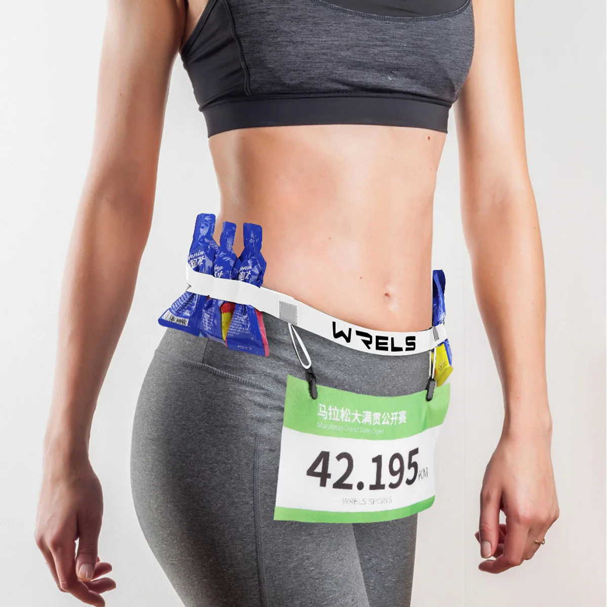 WRELS Race Number Belt Lightweight Number Strap Elastic Marathon Race Number Belt Stretch-Fit Breathable Triathlon Race Belt image 2