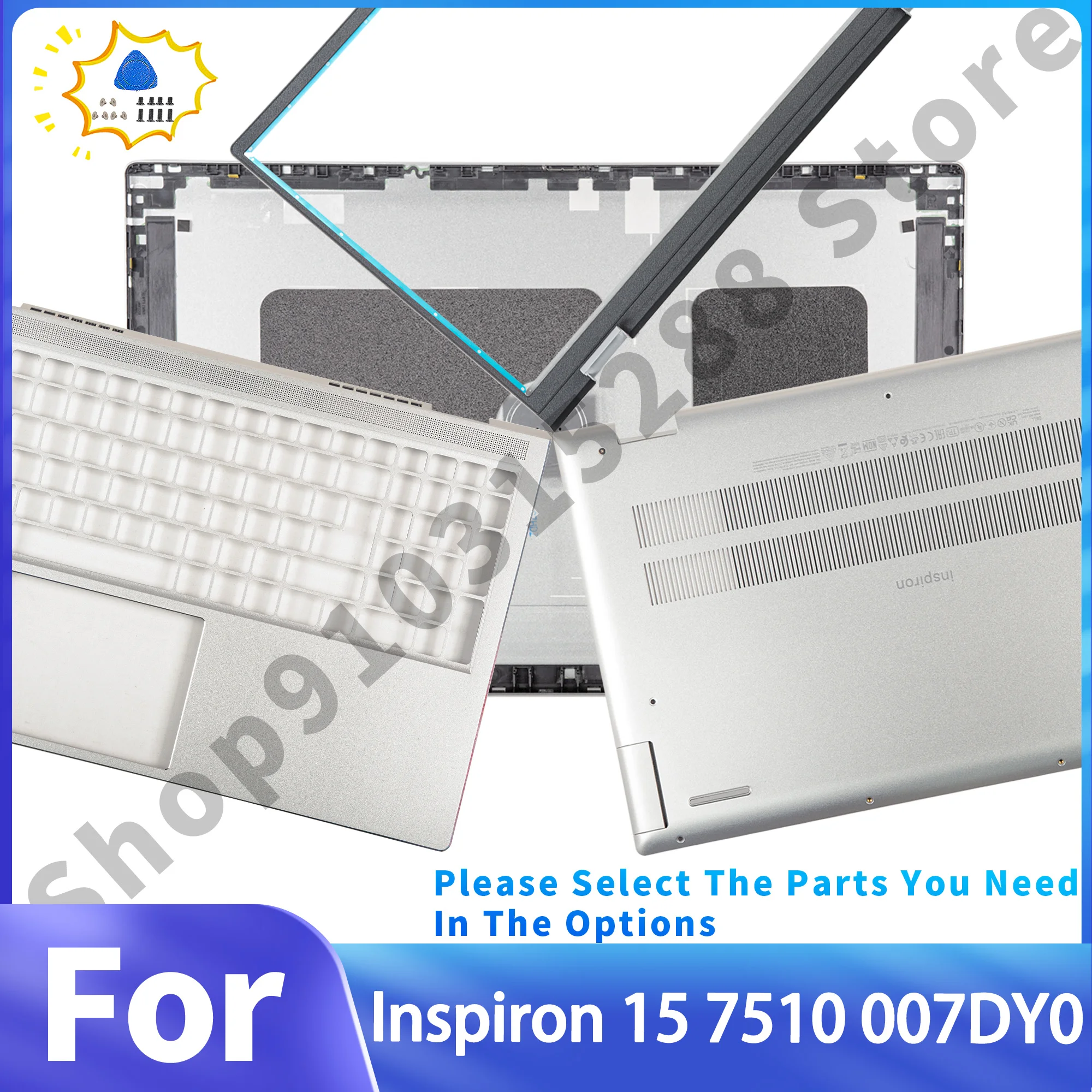 

Housing Case For Inspiron 15 7510 7515 metal LCD Back Cover Bezel Palmrest/Bottom Hinges Repair 007DY0 0G2NCT