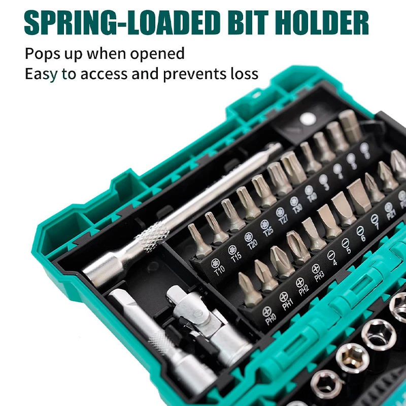 38pcs Multi-Function Ratchet Wrench Set High Torque 2-Way Grip Heavy-Duty Combination Tool Precision Combination Tool Kit