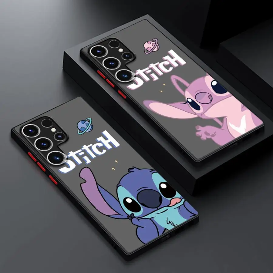 Stitch Angie Cartoon Phone Case for Samsung Galaxy S24 Ultra S25 S21 S23 Plus S20 FE S22 S23Ultra Frosted Funda Cover