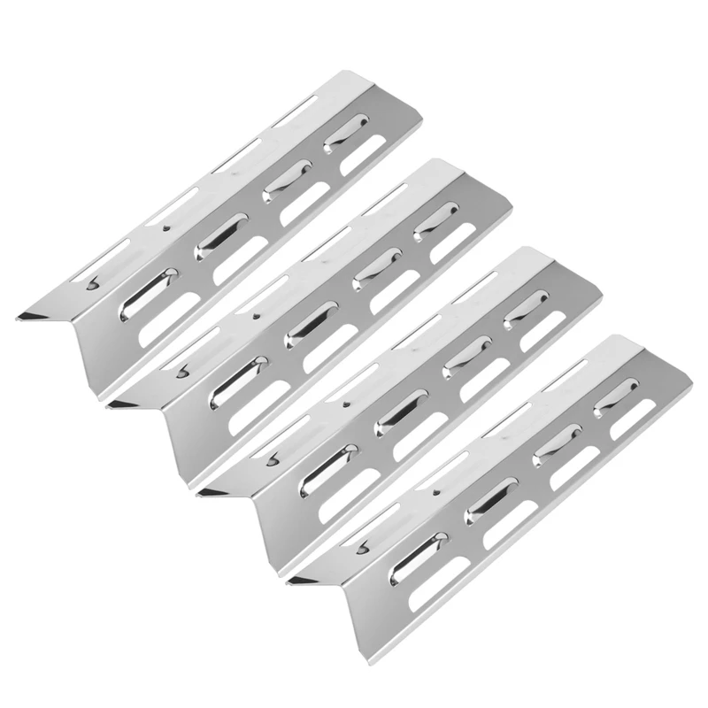 

4 Pieces Stainless Steel Heat Plate Shield Flame Tamers for Burner Cover Outdoor BBQ Heat Tent Gas Grill Replacement Par