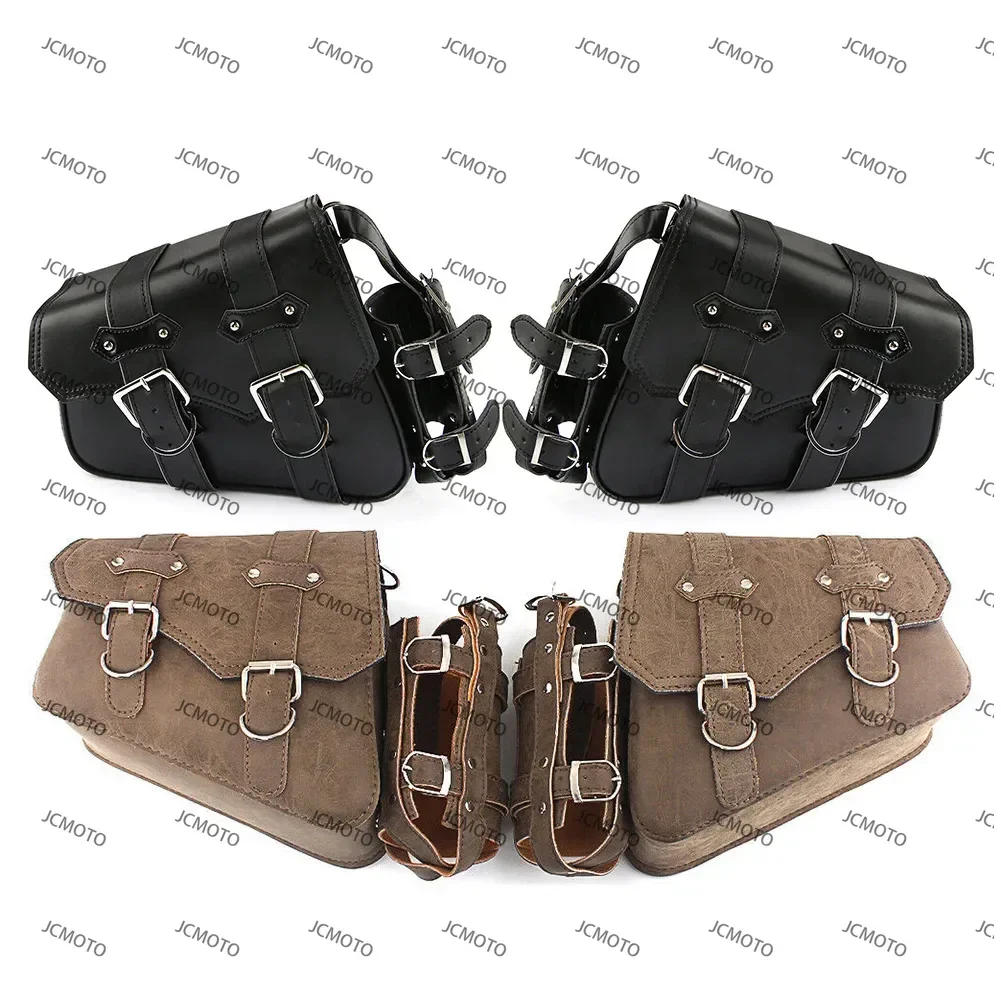 

For Harley Sportster For Indian Scout Sixty Bobber For Honda Shadow Rebel Left+Right 2Pcs Motorcycle Side Saddle Bags Tool Bag