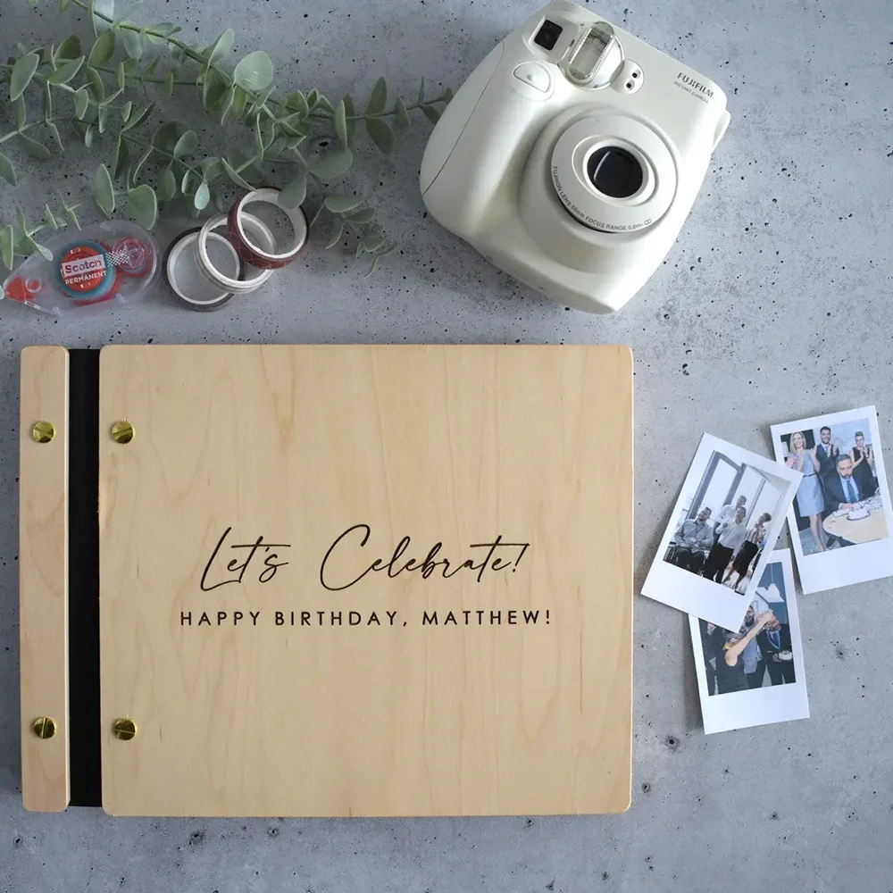 

Personalized Name Let's Celebrate Happy Birthday Guest Book 30th 40th 50th 60th Birthday Guestbook/Photo Book Gift for Men Women