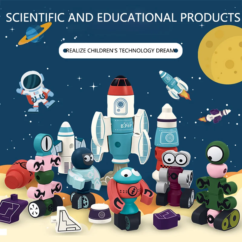 Juego de bloques de construcción de Robots magnéticos, Robot guardián del planeta, juguete de Robot de deformación apilable Diy, juego educativo para niños, regalo