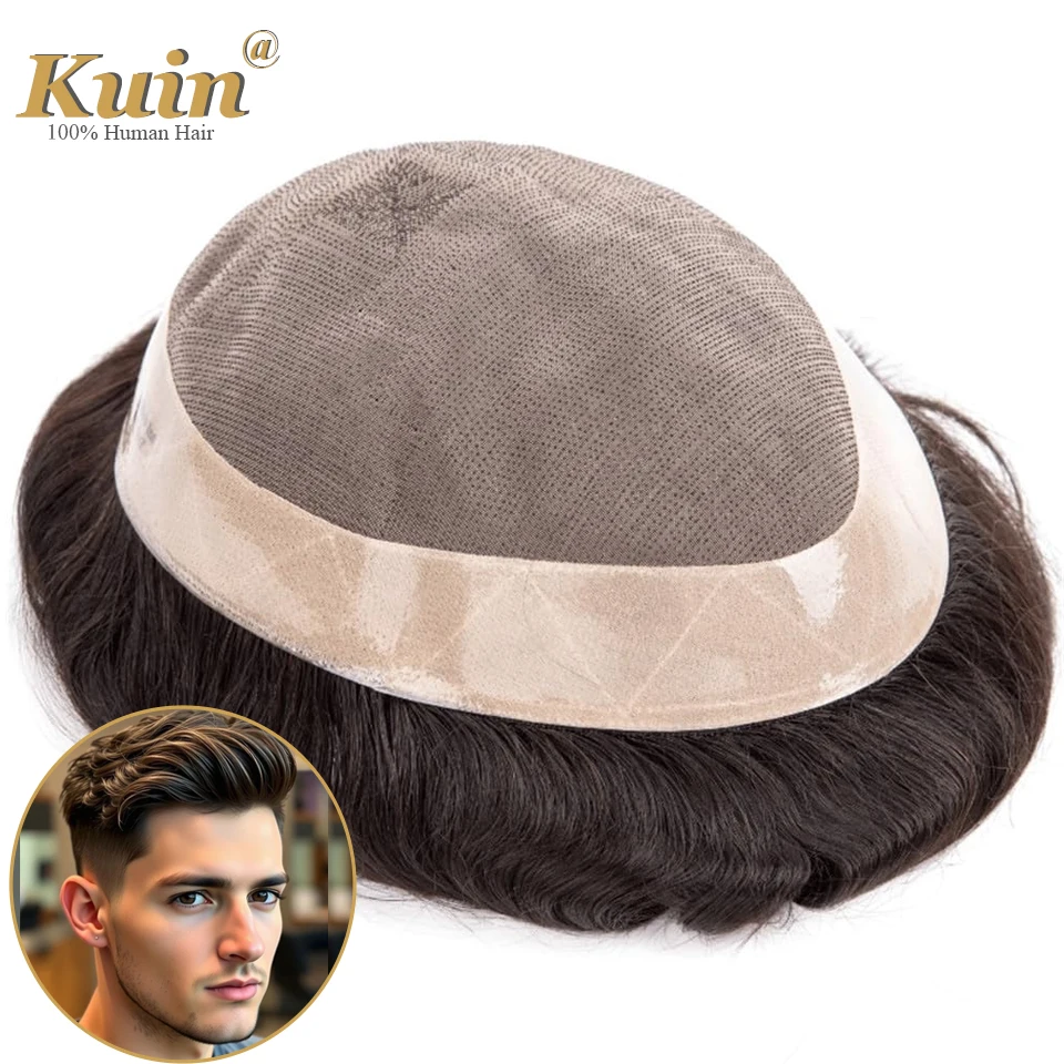 

Men Hair Toupee Mono NPU Human Hair Wig Indian Hair Replacement System Durable Men's Toupee Human Hair Capillary Prothesis