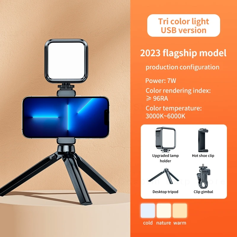 Minifocus Selfie Light USB Rechargeable Cell Phone Fill Light 3 Modes Portable Clip on Light for Video Vlog Fill Studio Lamp