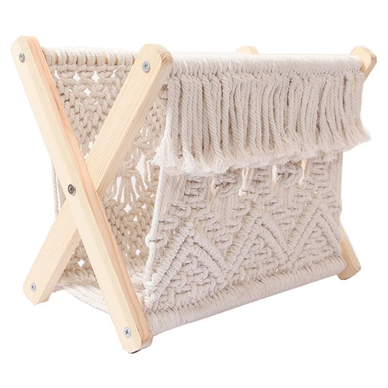 Handmade Magazine Rack Holder Basket  Cotton Rope Living Room Office Nursery Home Decor